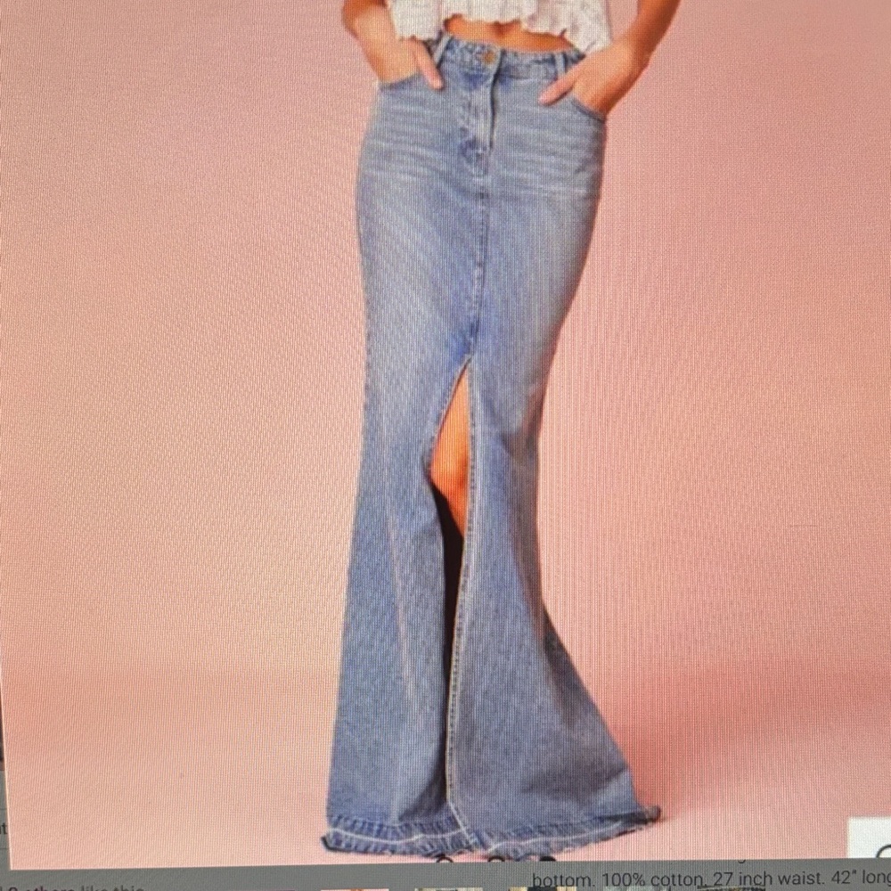 LoveShackFancy Light Blue Maxi Skirt